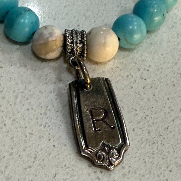 Beaded Spoon Charm Bracelet with Initial R - Picture 2 of 5